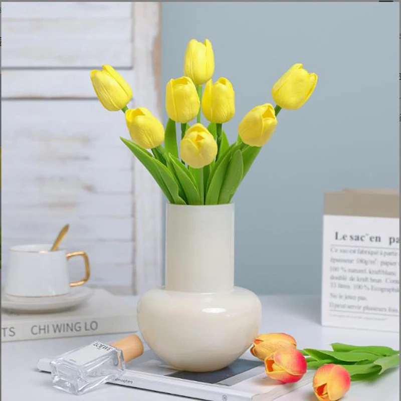 50 Stück/Lot Tulpen 4x6cm Künstliche Blumenköpfe DIY-Material-Set für Geschenkbox, Blumenstrauß, Handarbeit, Hochzeit, Heimdekoration – Detail 5