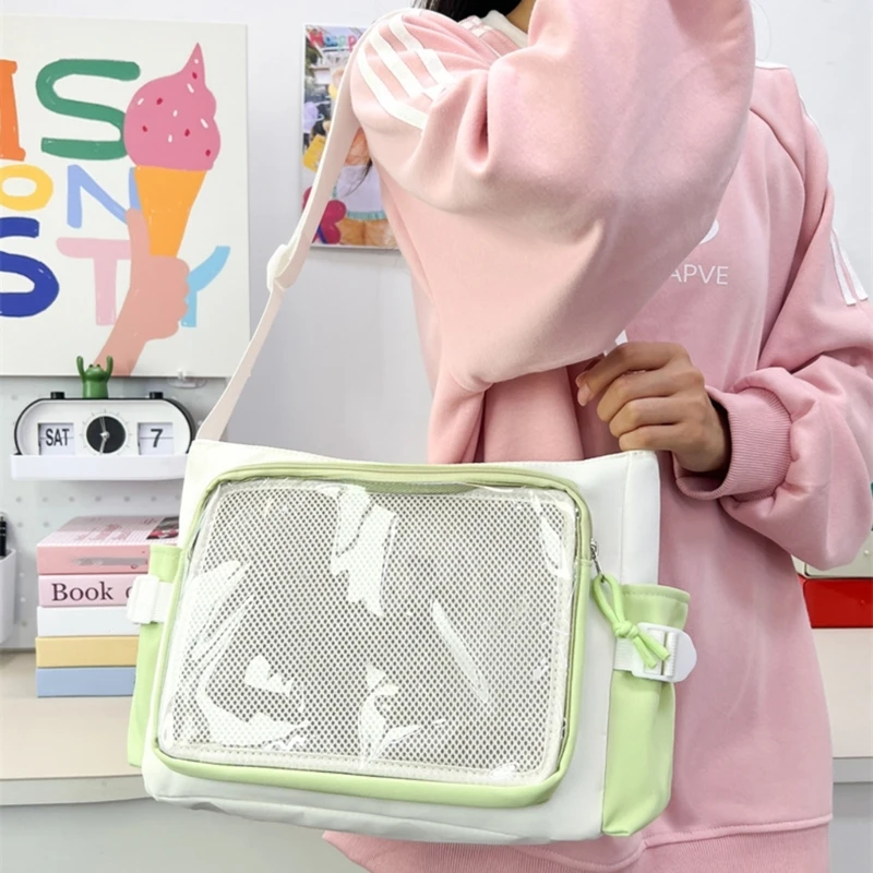 Fashionable Itabag Student Nylon Shoulder Bags Aesthetic Crossbody Purse Pin Handbag for Woman Fashionable Enthusiast