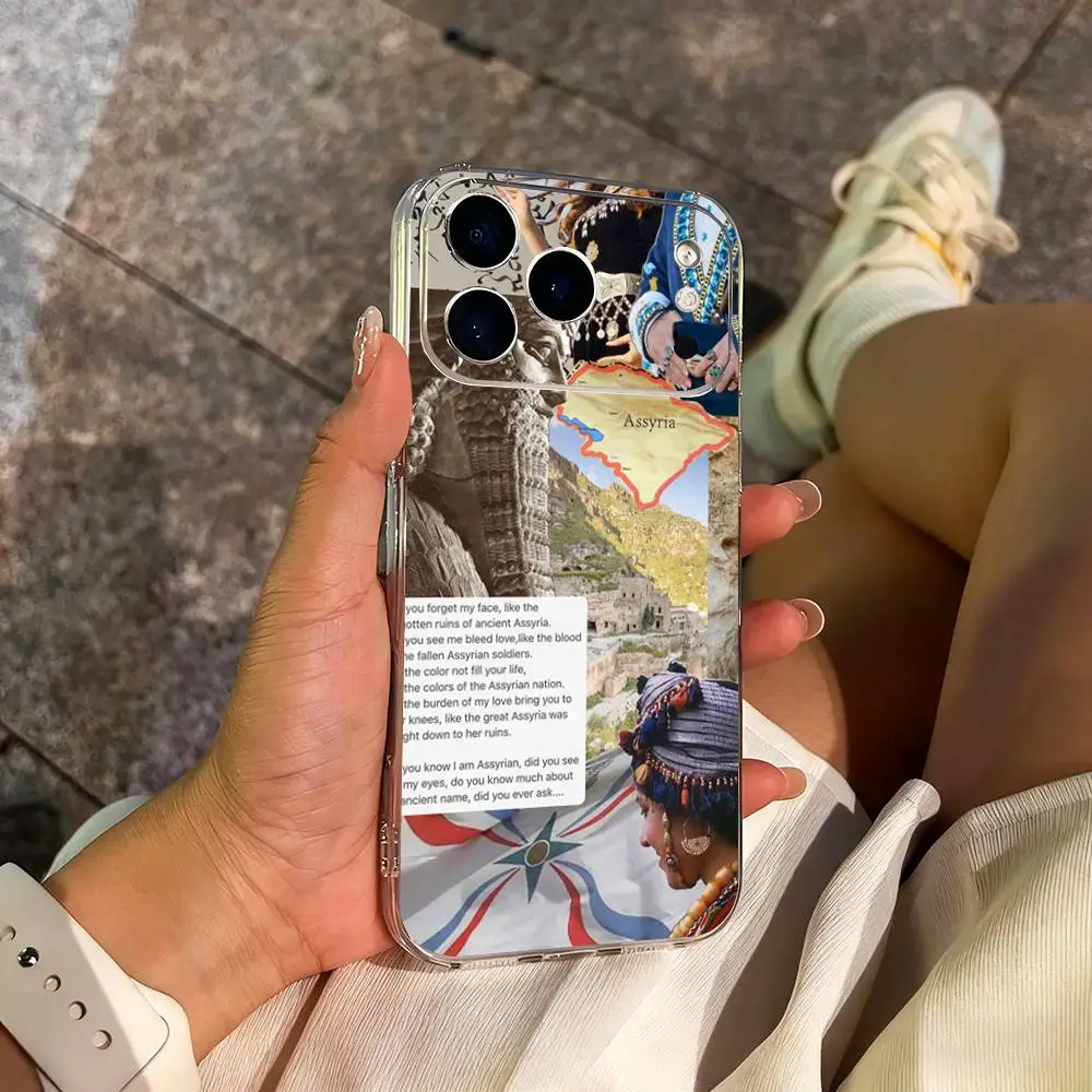 Casing HP Flag Art Great Assyrian Untuk iPhone 14,13,12,11,17,16,15,Pro,Max,Plus,X,XS,XR,SE,Mini Transparan Bahan Lembut