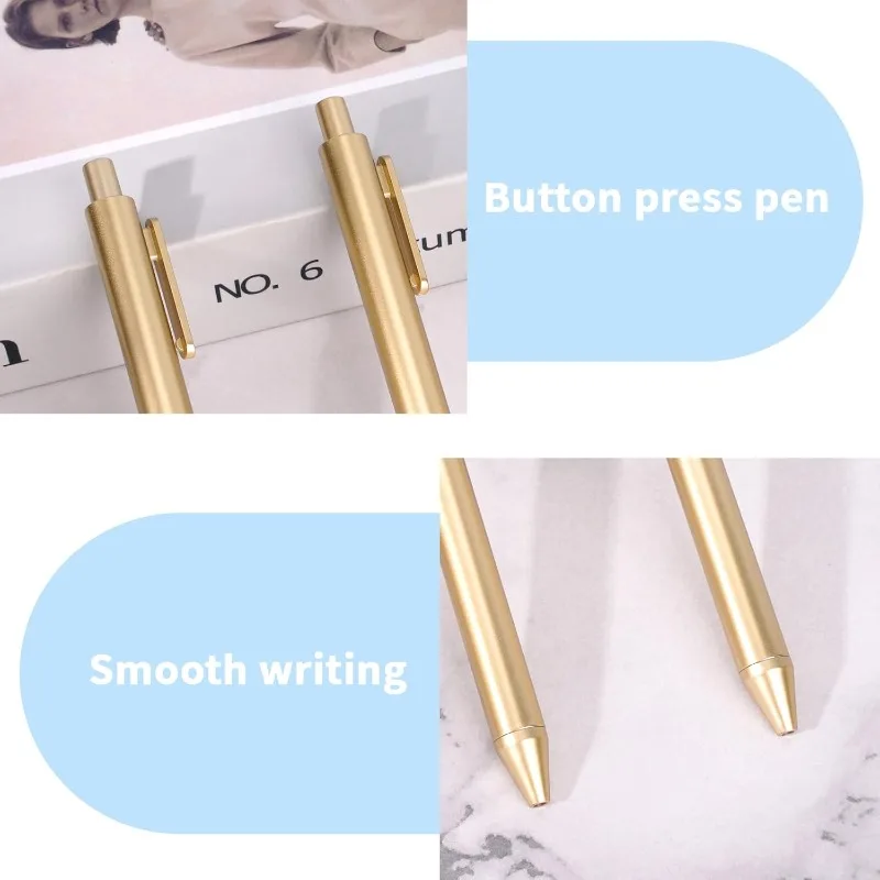 Metallic Gold Ballpoint Pen Click Type Elegant Retractable Pens for Guest Books Corporate Gifting Creative Office Supplies