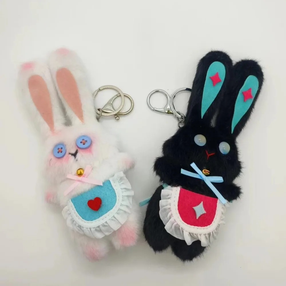 18cm Creative Rabbit Plush Keychain Apron Rabbit Keychain Cute Stuffed Animals Keyring Bag Pendant Girls Women Bag Accessories