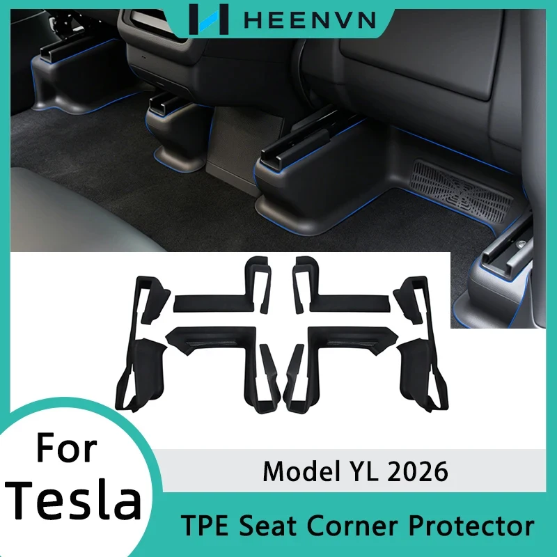 Under Seat Corner Protector for Tesla Model YL 2026 Car TPE Rear Row Protection Seat Track Covers Protection Kick Accessories
