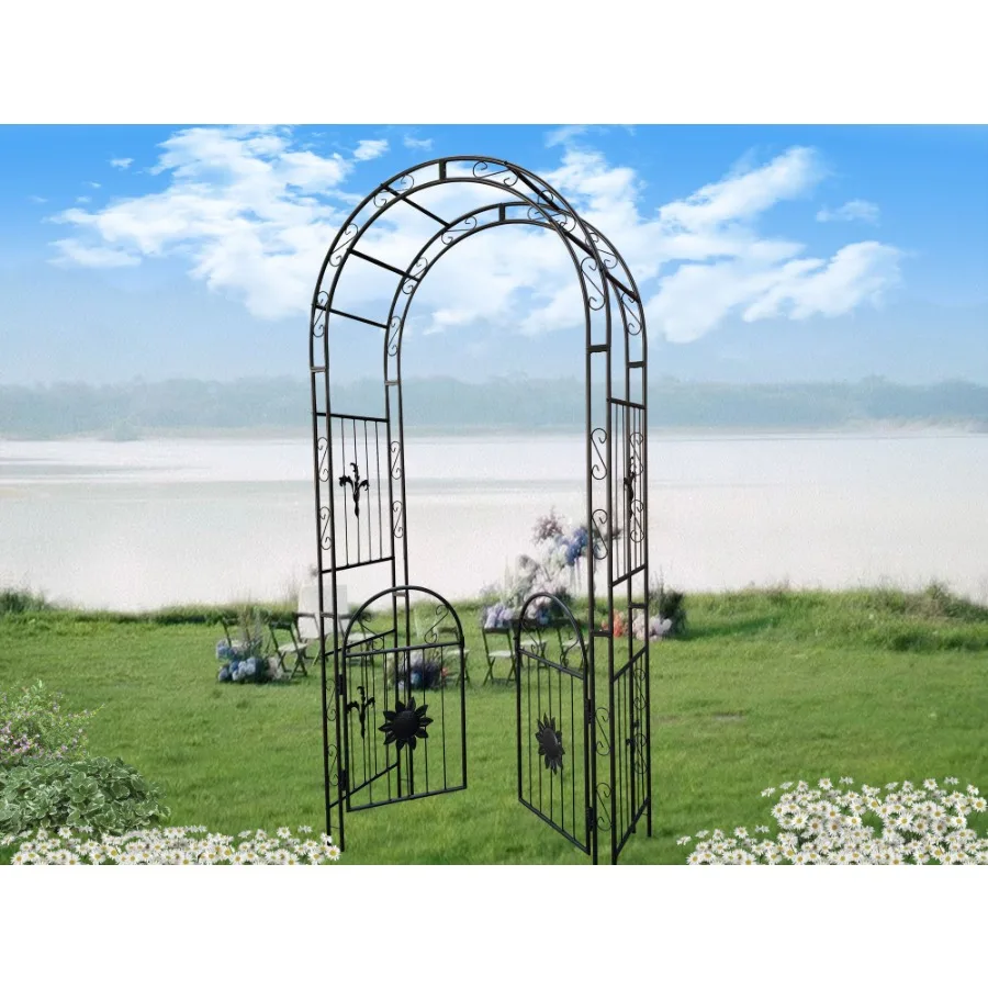 

Metal Garden Arch with doors Garden Arbor Trellis Climbing Plants Support Arch Outdoor Arch Wedding Arch Party Events Archway B