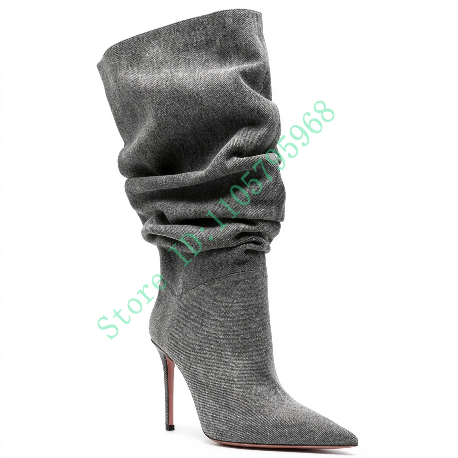 Pointed Toe Slouch High Heel Boots