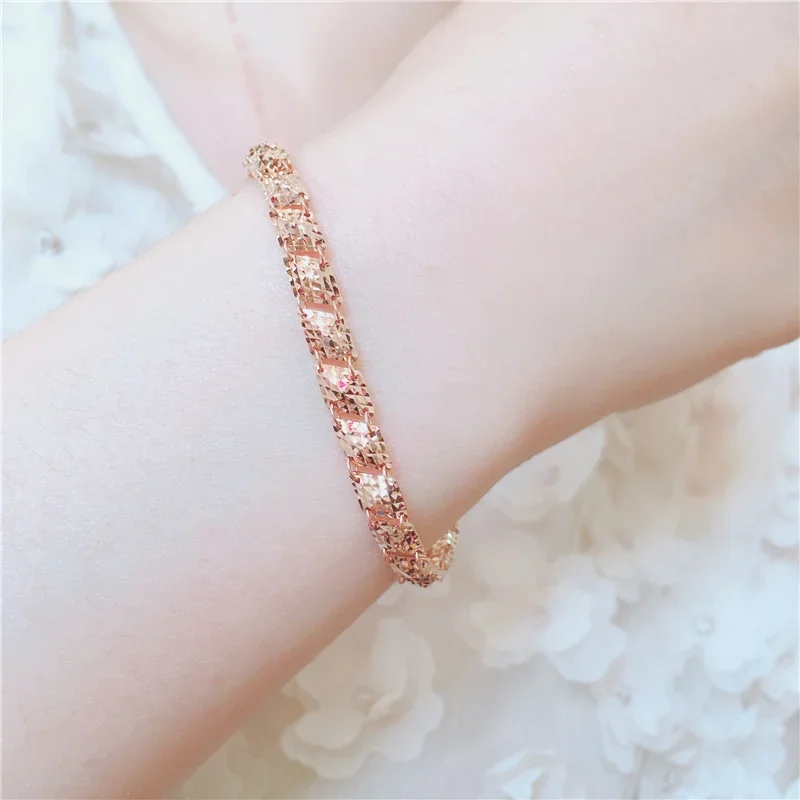 Shiny and Exquisite Rhombus bracelet for Women Plated 14K Rose Gold Bangles Romantic Light Luxury Jewelry