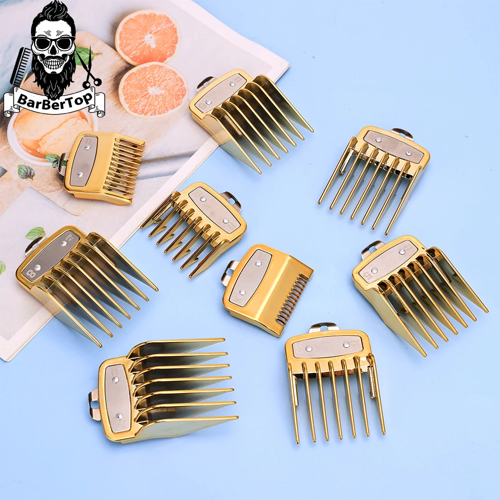 

Hair Salon Men Hairdressing Electroplating Haircut Limit Comb Professional Trimmers Positioning Combs Barbershop Styling Tools