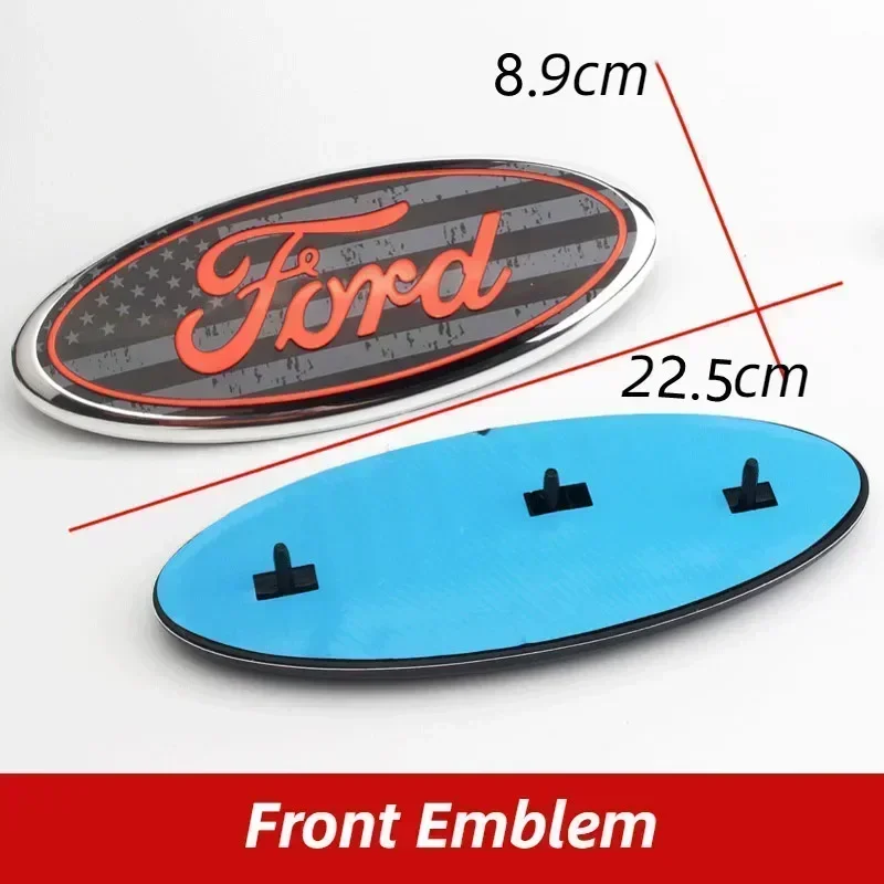 

17.5/22.5cm Car Front Rear Emblem Sticker Trunk Decal for Edge Escape Fiesta Transit Ranger Roush Fusion Focus Mondeo Kuga