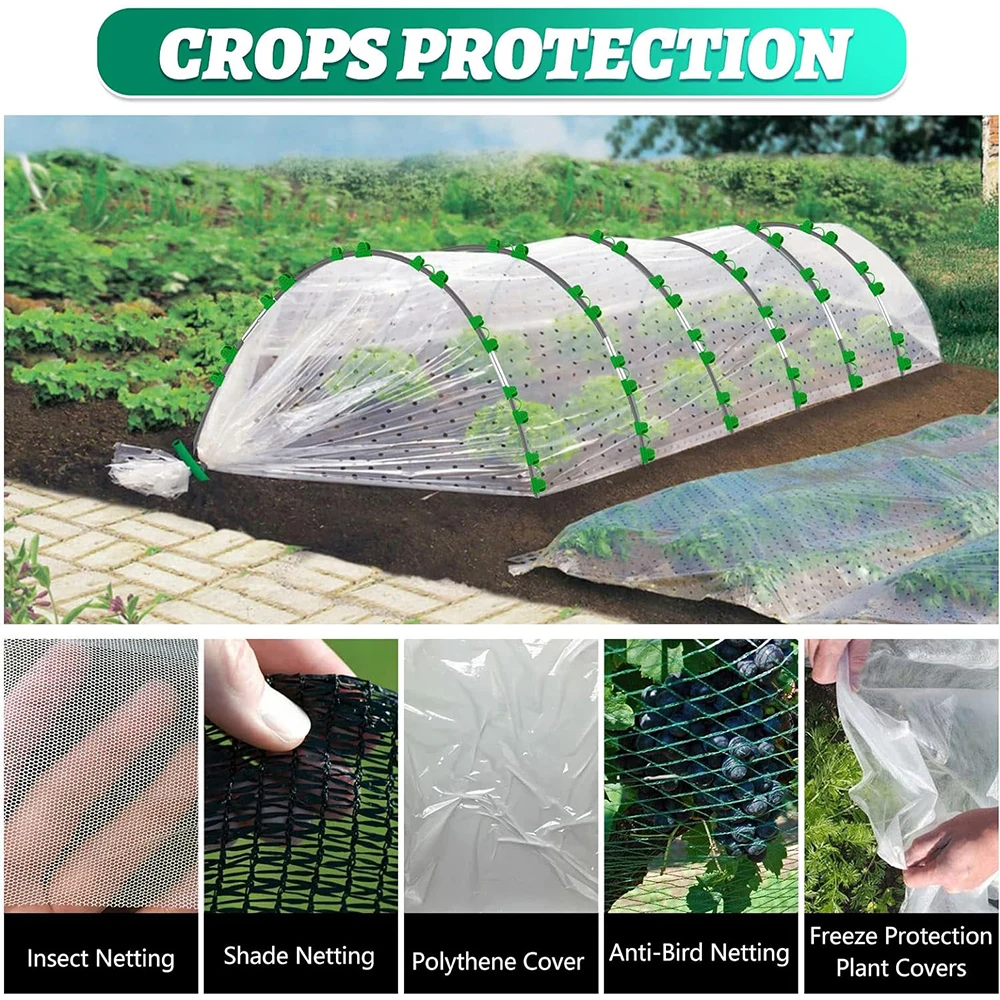 Greenhouse Hoops Grow Tunnel for Raised Beds Rust-Proof Fiberglass Frame for Garden Netting  Kit Plant Shade Cloth  Row Cover