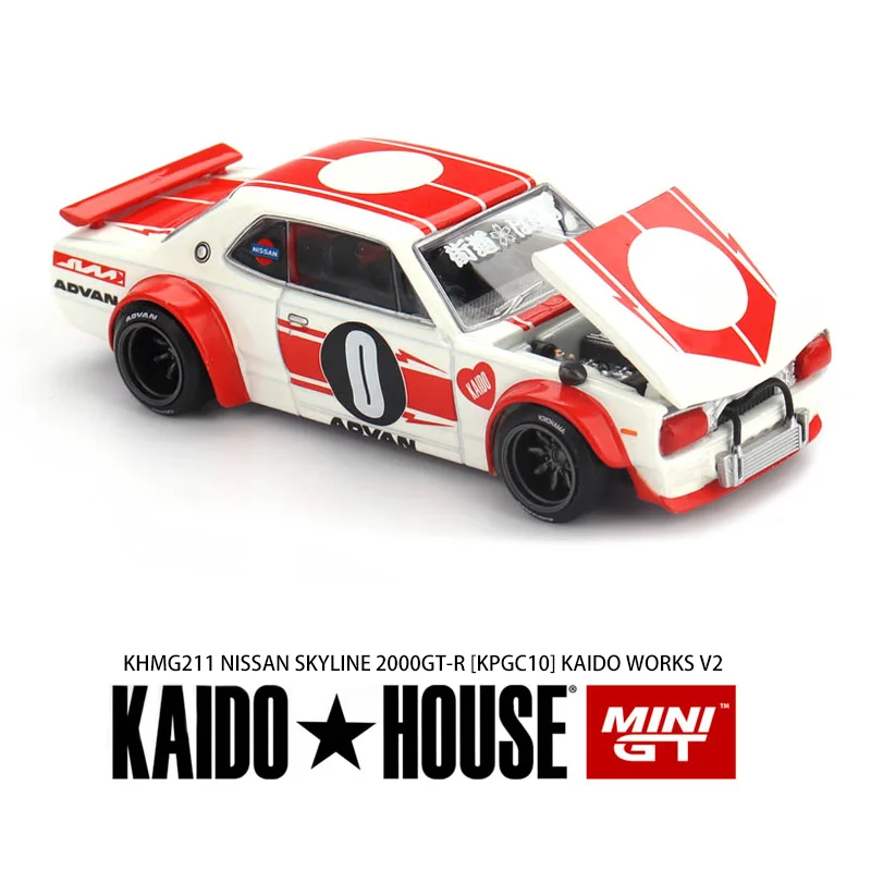 Kaido House + MINI GT 1/64 Nissan Skyline 2000GT-R (KPGC10) Kaido Works V2 غطاء محرك السيارة يمكن فتحه سبيكة نموذج سيارة هدية #3