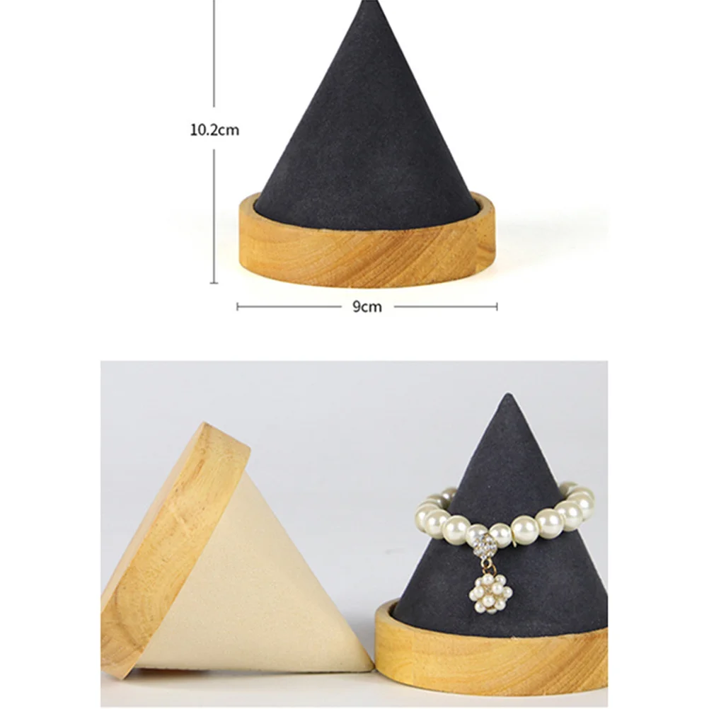 Jewelry Organizer Stand Necklace Display Storage Shelving Ornament Cone Holder Wooden