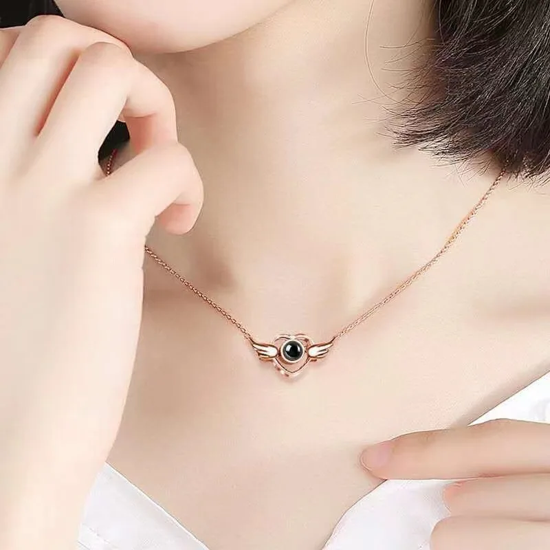 Custom Color Photo Projection Necklace Copper Pendant Titanium Steel Chain 2025 New Girlfriend Mom Wife Festival Romantic Gifts