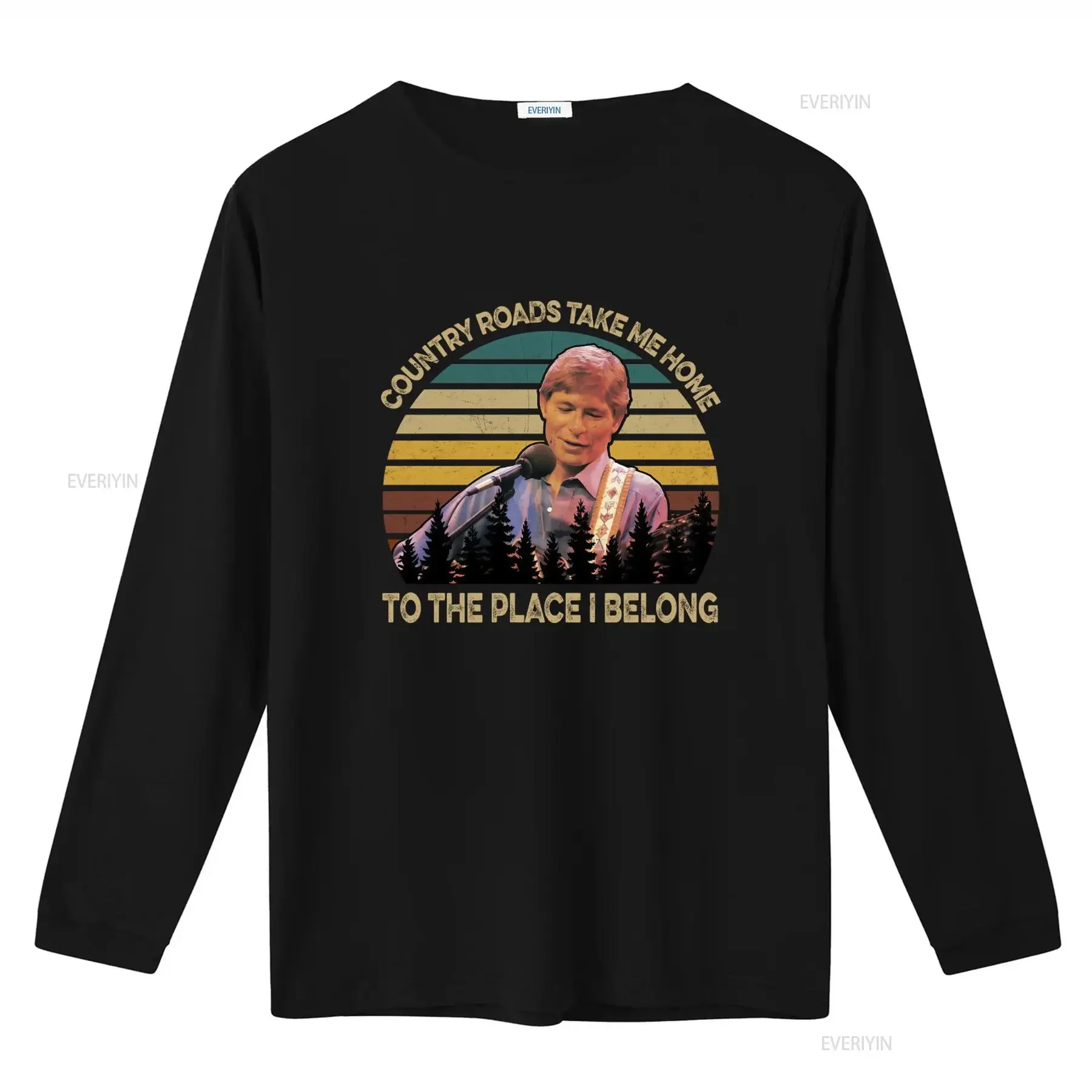 Denver Country Roads Take Me Home John To The Place I Belong Music Fans T Shirt Retro Design vintage Washed Soft fashion