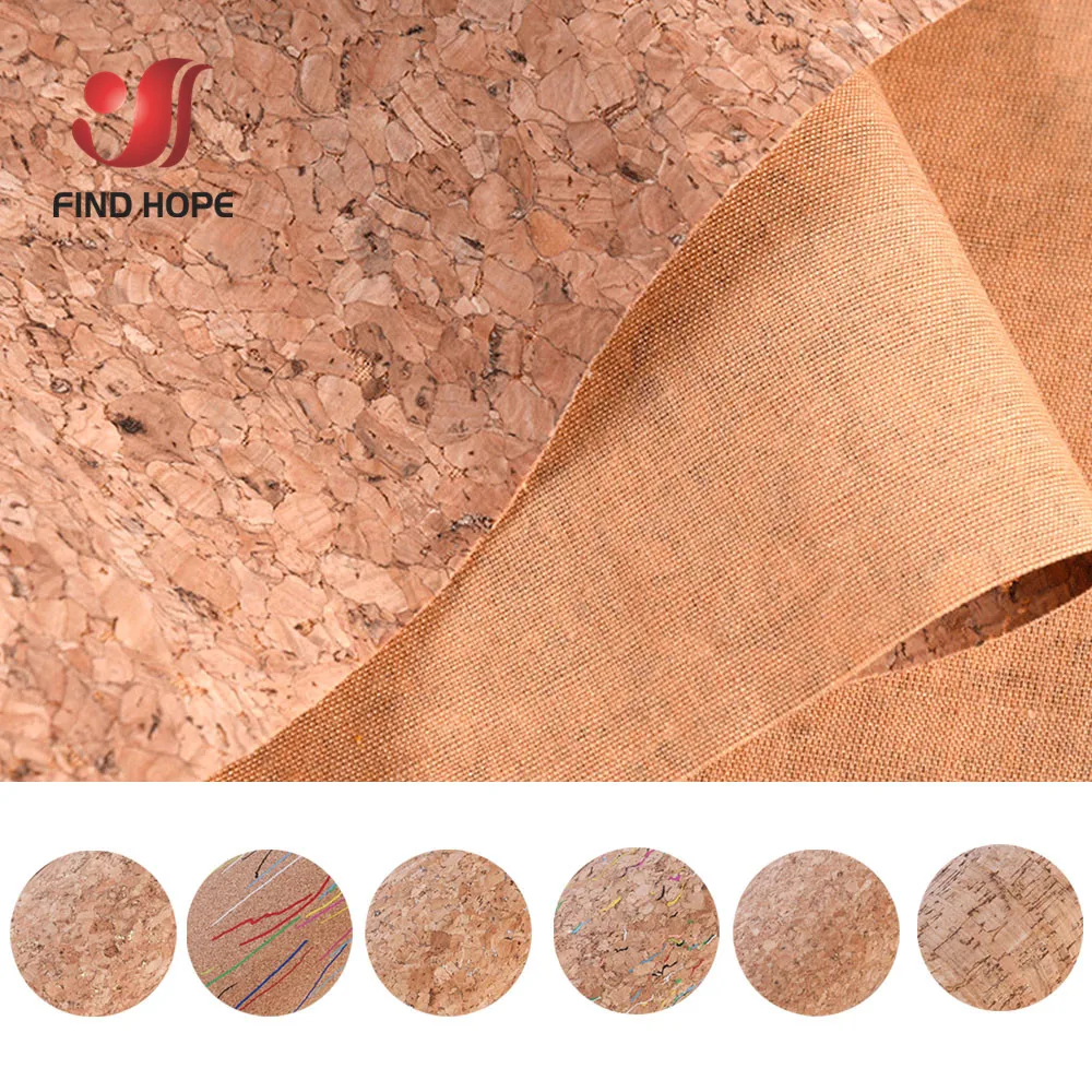 Multi-Color Size Natural Cork Faux Leather Wood Texture Synthetic Crafts Fabric for DIY Projects Accessories Handicrafts Make