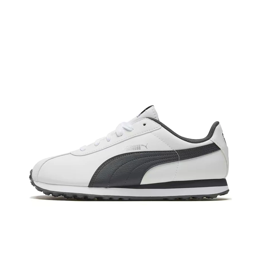 Puma Turin Round-Toe Lace-Up Stylish,Lightweight,and Versatile Low-Top Casual Shoes for Men and Women White and Black 360116-04