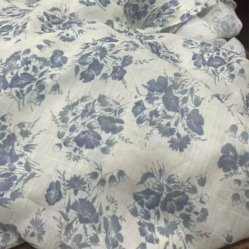 

100% Ramie Milk White Printed Fabric for Sewing and DIY