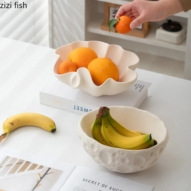 Simple Geometric Ceramic Fruit Tray Fruit Basket Living Room Tea Table Storage Tray Snack Candy Tray Dry Fruit Trays Home Decor
