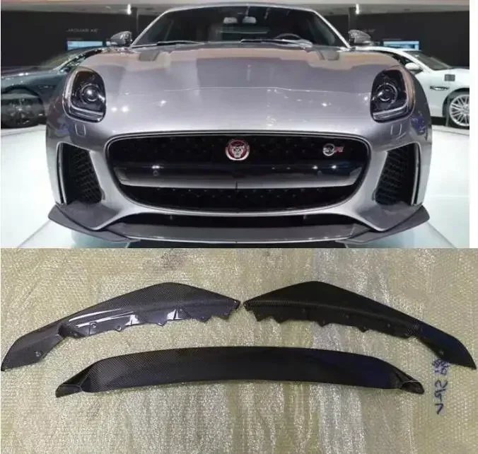 

New！ For Jaguar F-TYPE 2013 2014 2015 2016 2017 2018 2019 SVR Front Bumper Splitters Lip Spoiler Real Carbon Fiber Body kit