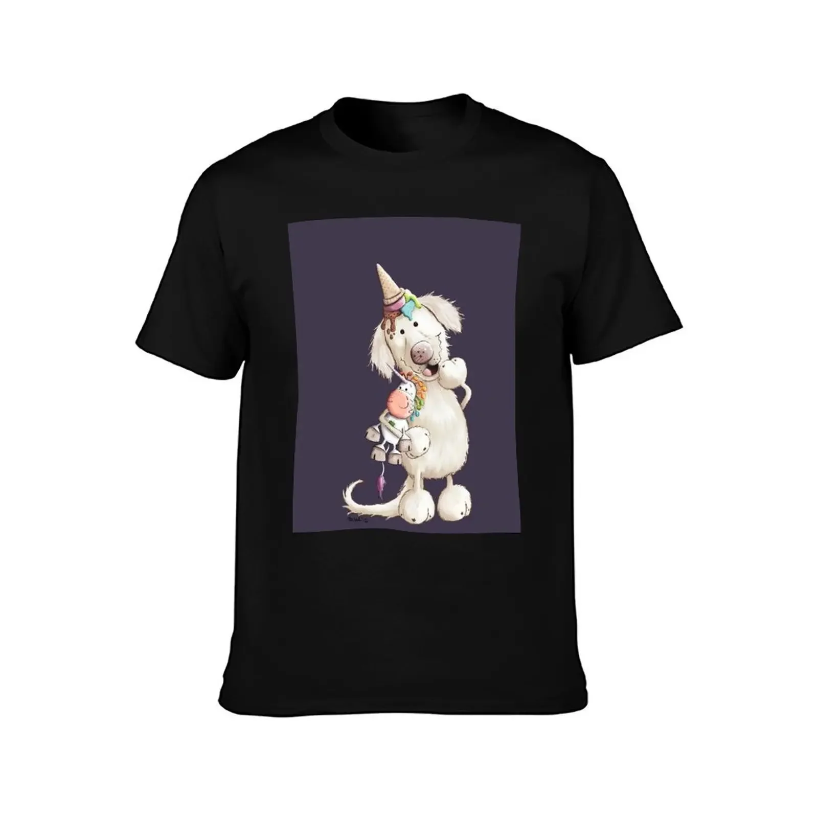 Golden Retriever With Ice Cream And Unicorn Toy T-Shirt luxury designer T-shirts oversize funny t shirts for men