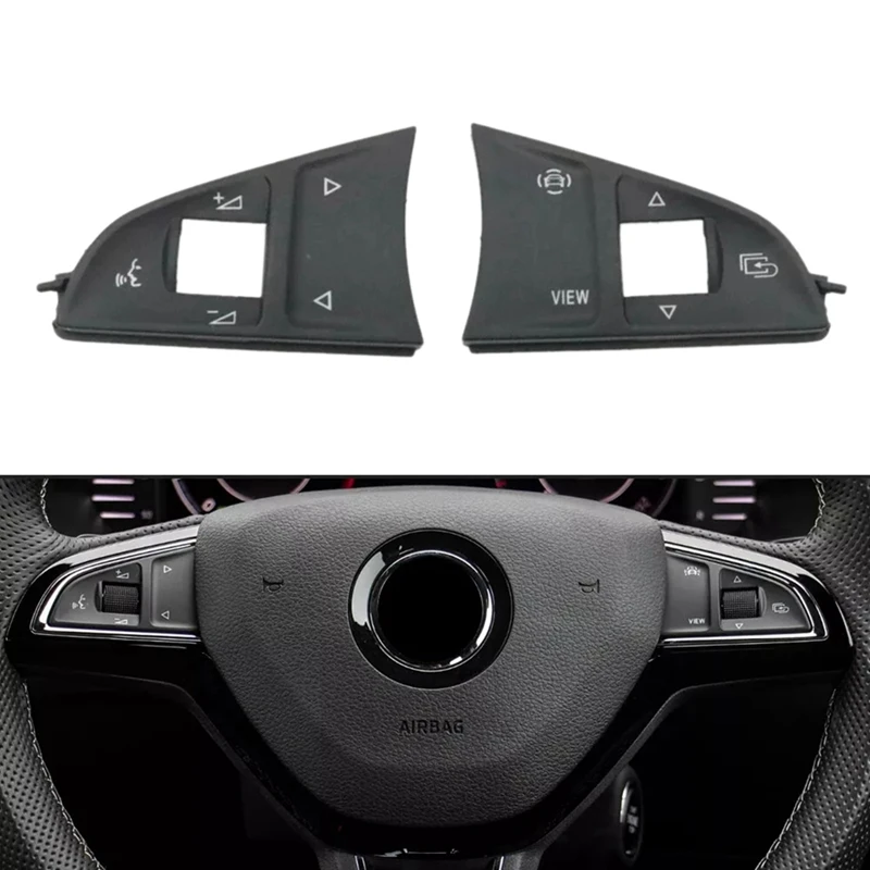 Car Steering Wheel Button Cap Switch Cover Lid For Skoda Superb III Octavia A7 Karoq Kodiaq Fabia Scala Rapid