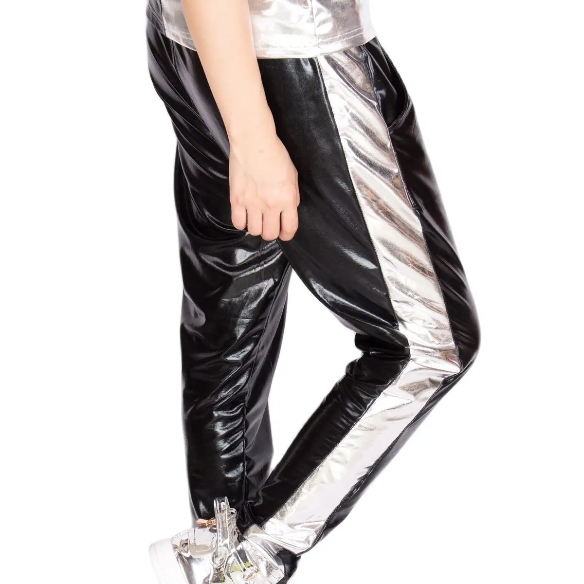 New Fashion Silver Bronzing Patchwork Leisure Time Stage Performance Hiphop Jazz  Dancer Show Clothing Dance Haren Pants M-XL