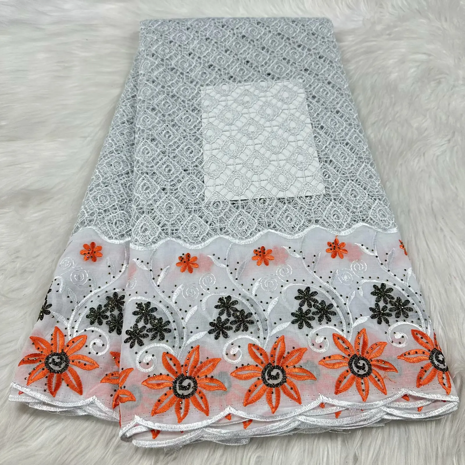 

Nigerian Guipure Fabric Cotton Voile Lace Fabric With Stones 2025 African Swiss Voile Lace Fabric For Wedding Party Dress Sewing