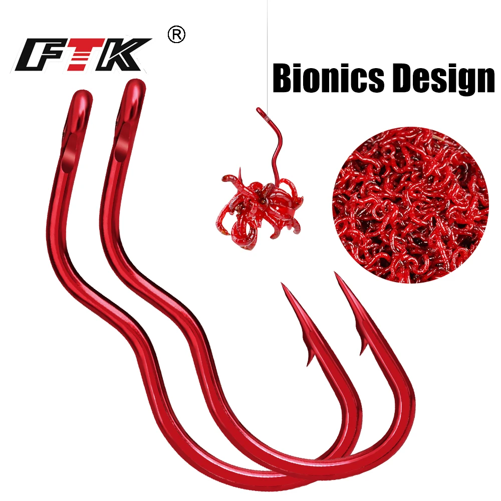 FTK 12/24 Uds anzuelos de pesca de acero rico en carbono con anillo 5-14 # Anzuelo de púas con tapa automática para accesorios de pesca de carpa