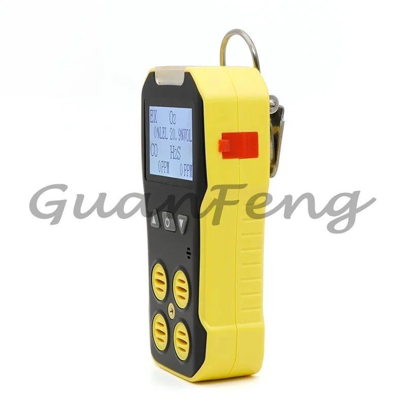 4‑in‑1 Portable Multi‑Gas Detector LCD Display, O2 CO H2S EX Combustible Gas Safety