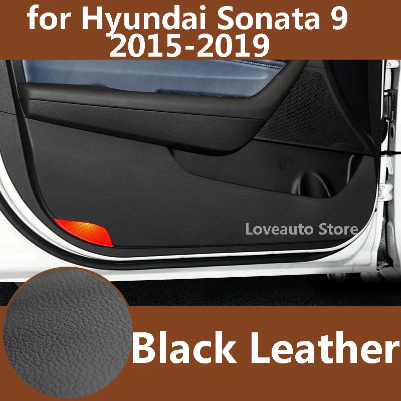 for Hyundai Sonata 9 2019 2018 2017 Car Door Anti Kick Protector Pad Leather Door Plank Mat Cover Sticker Protective 2016 2015