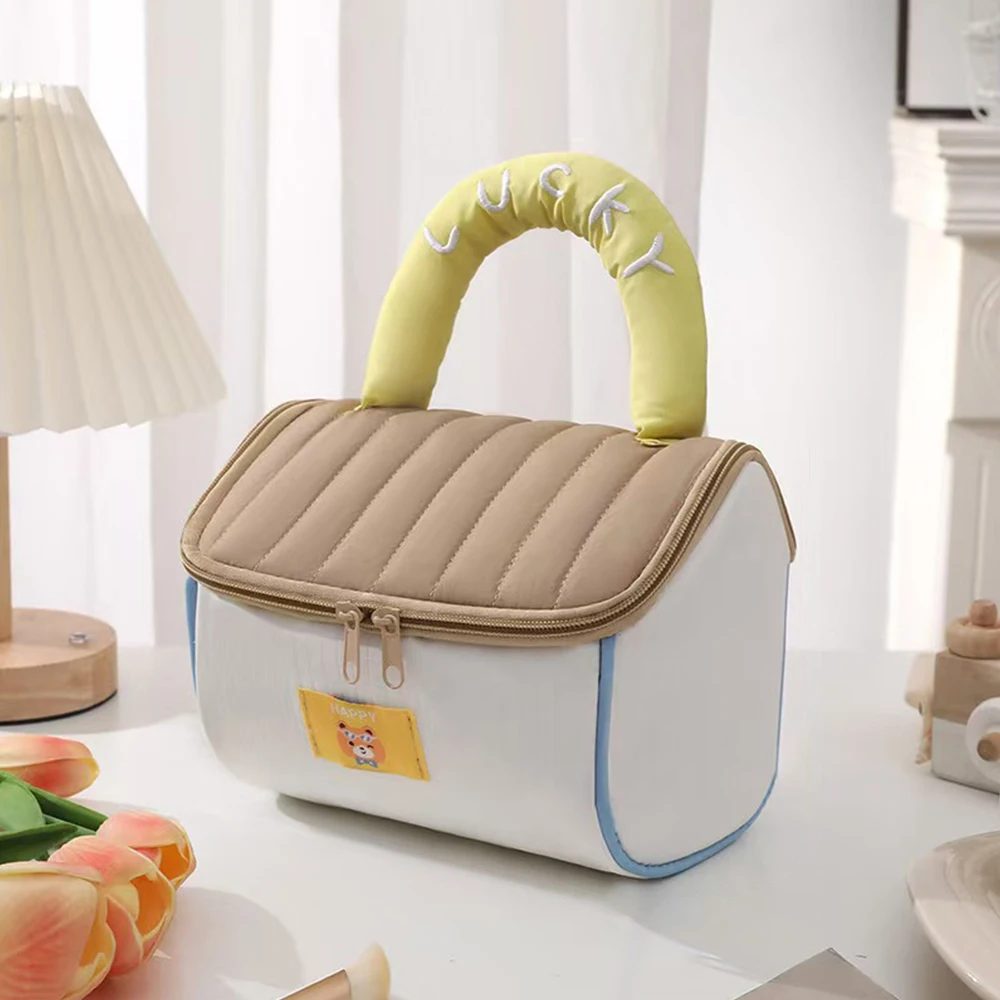 حقيبة مكياج بنمط كرتوني على شكل منزل، حقيبة تخزين للعناية بالبشرة، سعة كبيرة، ملحقات مكياج للسفر، حقيبة غسيل للفتيات