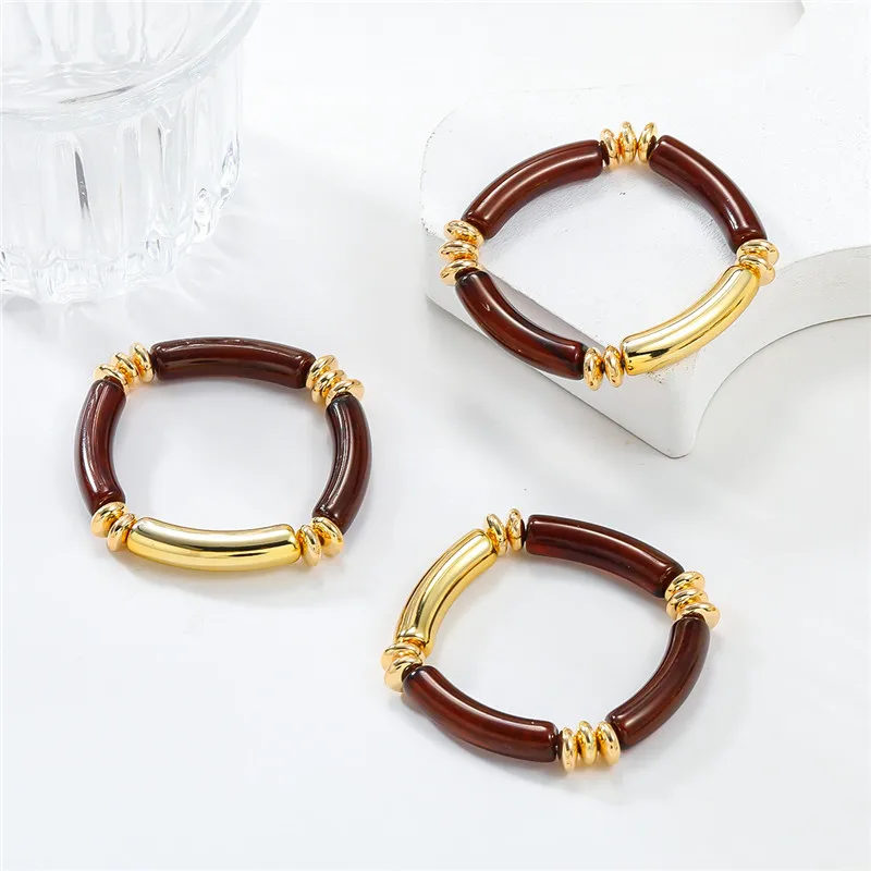 3Pcs/set New Geometric Vintage Bracelet Set for Women Bamboo Shaped Fashion Gold Color Mosquito Repellent Bracelet Jewelry Gift