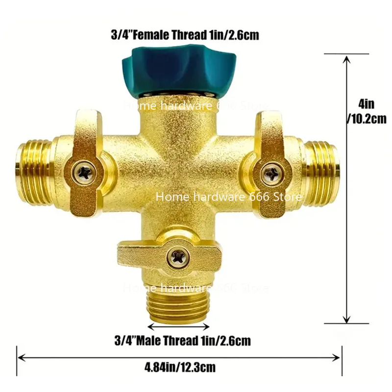Garden Tool Copper Connector American Garden Three-way Ball Valve, Heavy Duty Distributor, Garden Hose Three-way Distribution