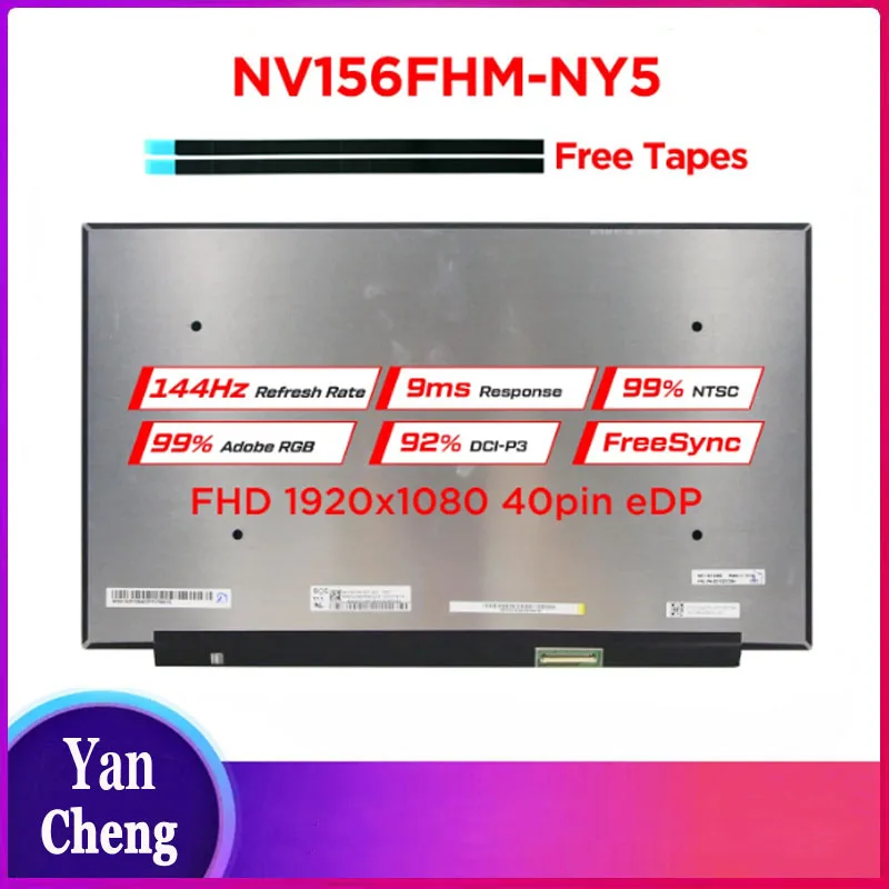 Original NV156FHM-NY5 10bit 500nits For Lenovo Legion 7-15IMH05 C7-15 ASUS FX506LI Upgrade 144Hz Replacement LCD Screen 40pin