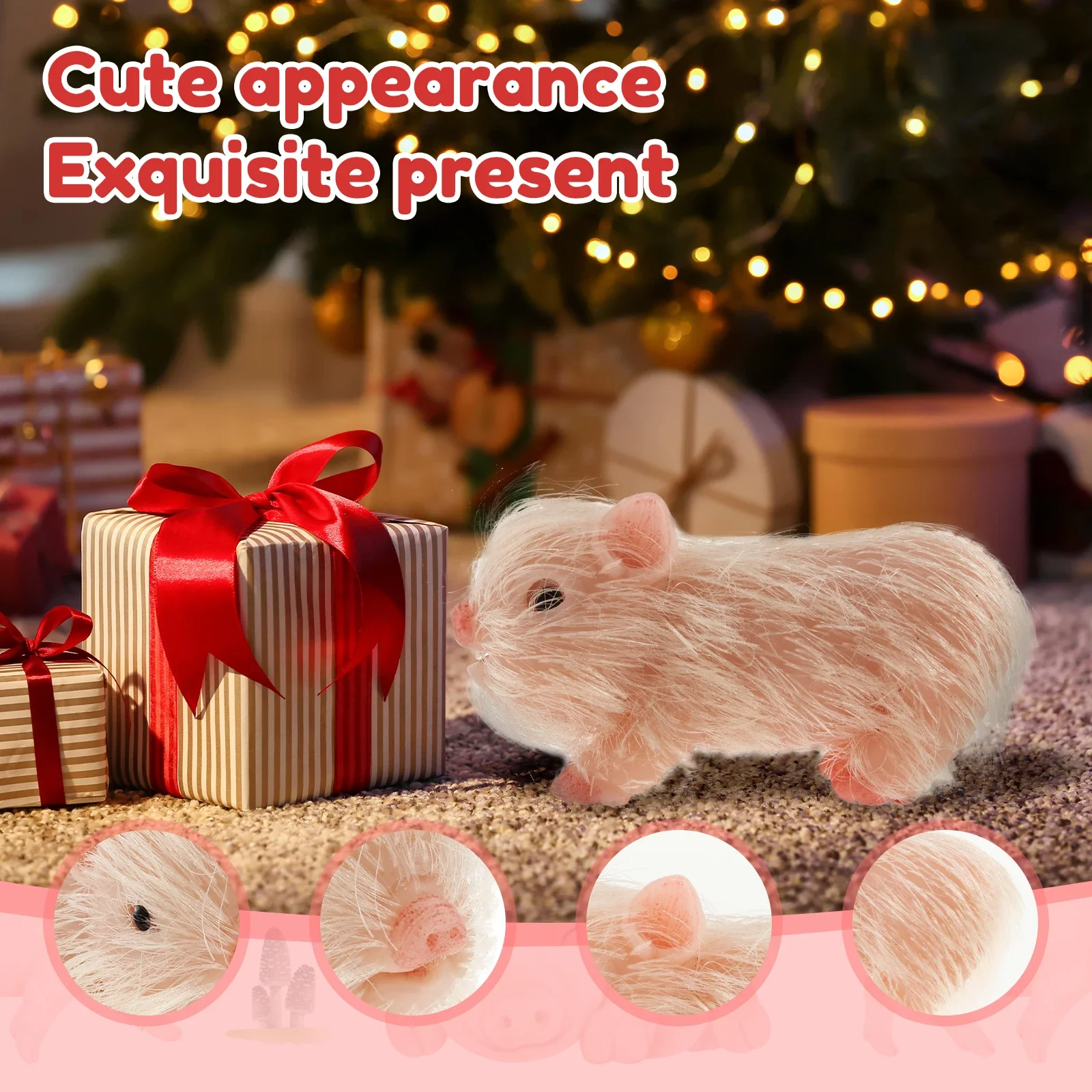 مجموعة دمى خنزير سيليكون محاكاة إبداعية مع لمسة واقعية وزجاجة إكسسوارات الملابس زخرفة دمية خنزير سيليكون ممتعة #5