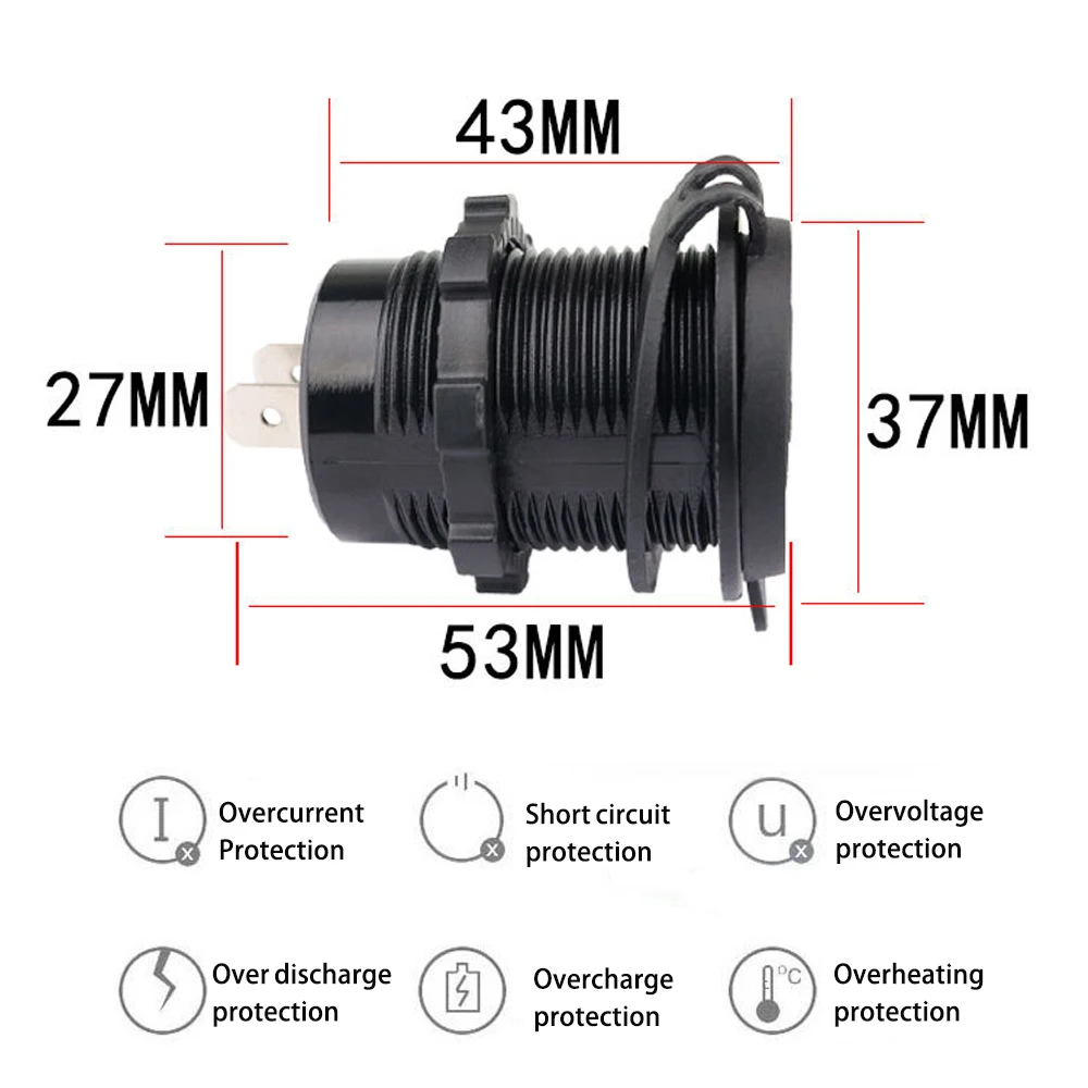 タッチスイッチ付き防水カーシガレットライターソケット,クイックチャージqc3.0,デュアルusb,12v/24v,2022