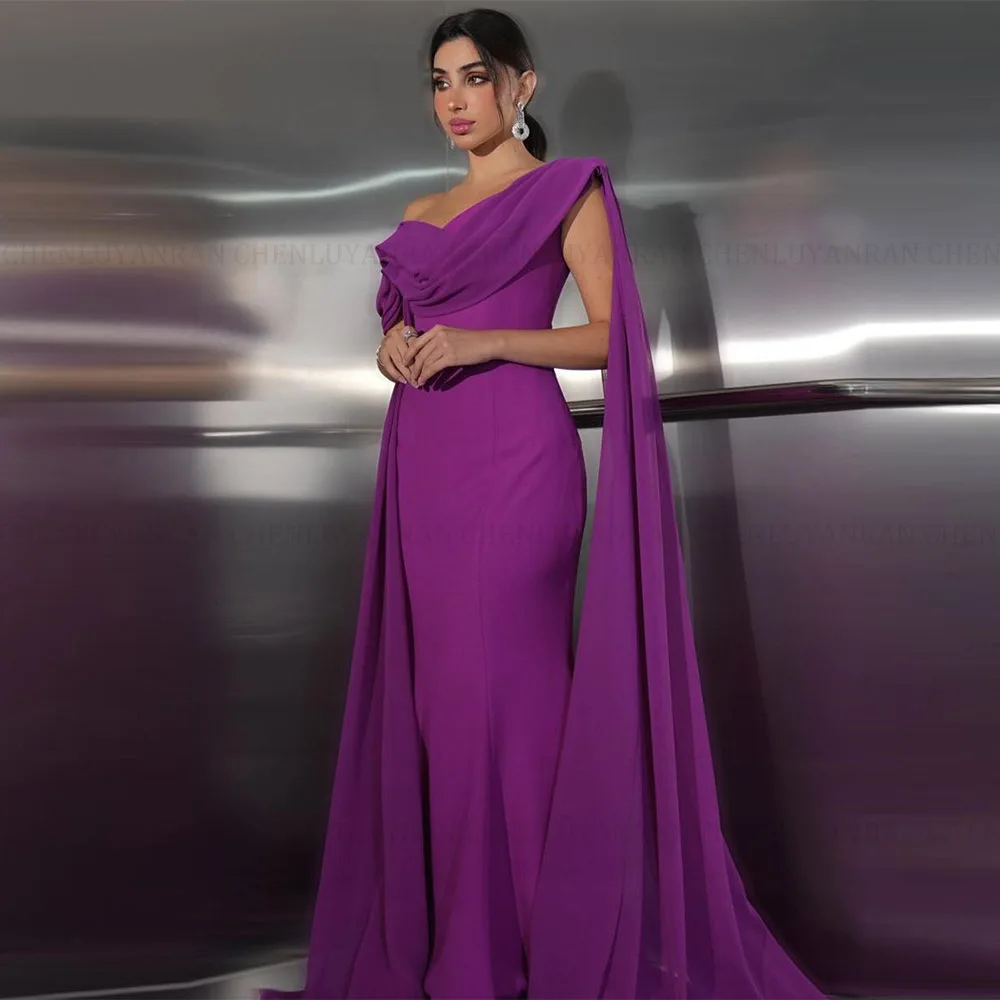 

MOLISA Customized Purple Chiffon Off The Shoulder A Line Prom Gown Formal Evening Dresses Women Saudi Arabic Prom Party Dress