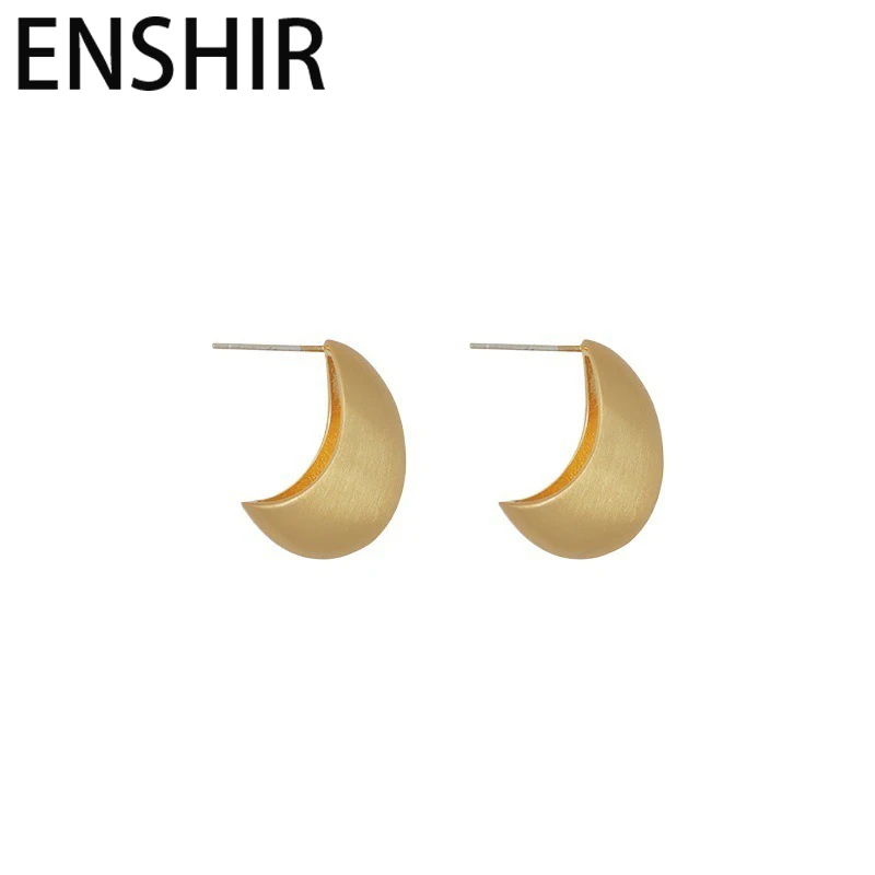 ENSHIR Frosted Moon Earrings for Women Unique Temperament French Party Jewelry Gifts Wholesale