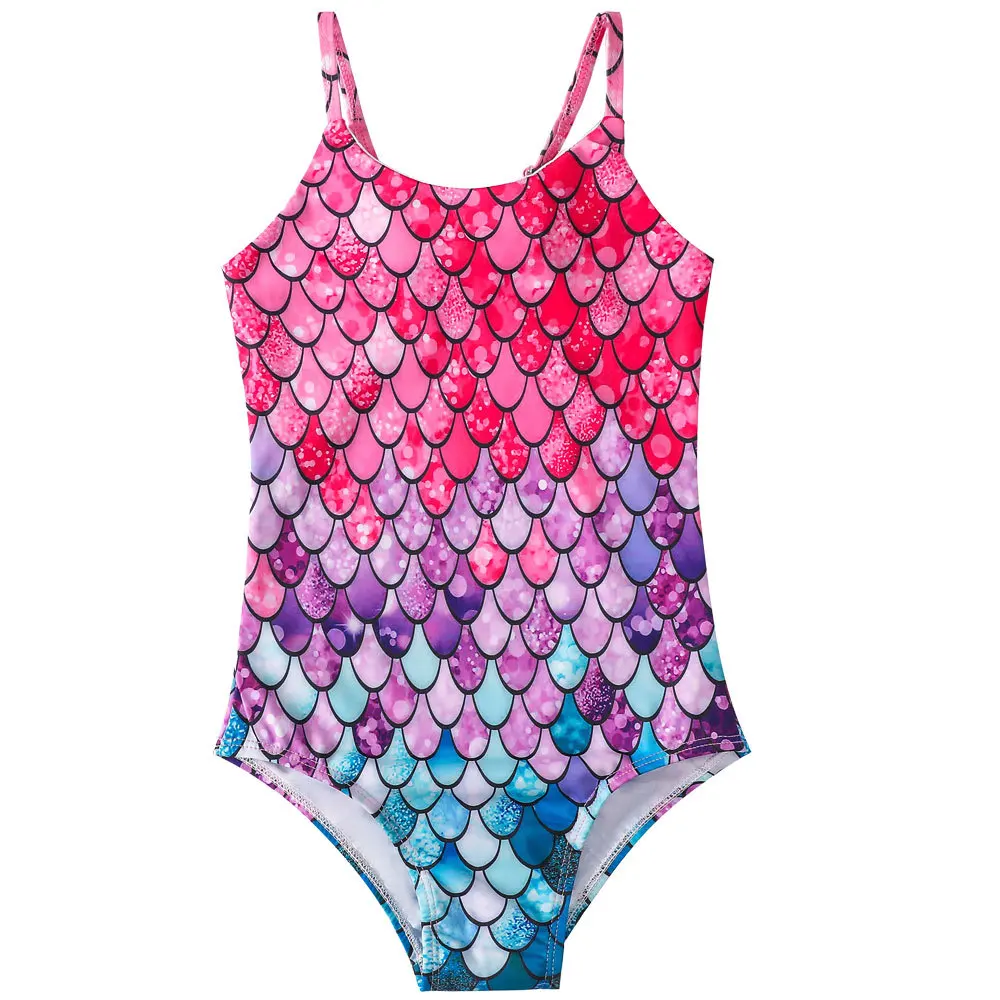 

Baby Girls Summer Mermaid Swimwear Swimsuit Costume Swimming Bath Jumpsuit Quick Dry Adjustable Sweet Fish Scale Printed Costume