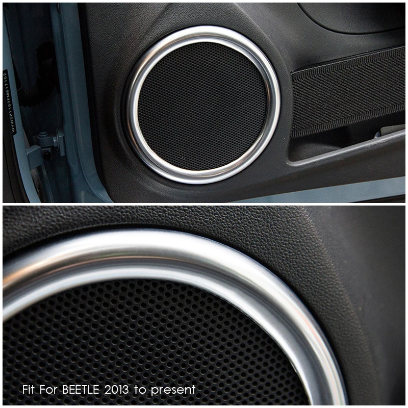 4pcs Car Interior Door Rear Speaker Rings Sticker Cover Moulding Trim For Volkswagen Beetle 2013 2014 2015 2016 2017 2018 2019