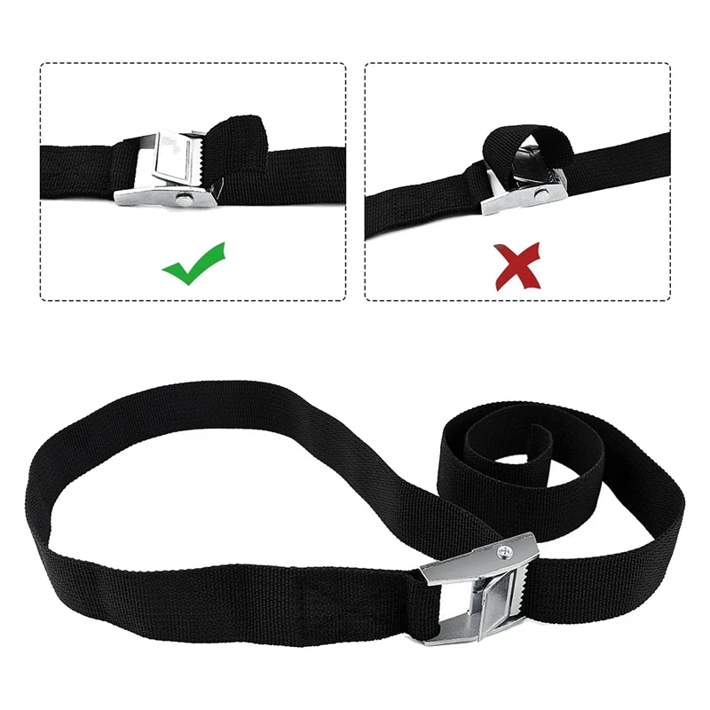 4PCS Lashing Straps With Buckles Adjustable, Up To 600Lbs, Tie Down For Motorcycle, Cargo, Trucks, Trailer, Luggage