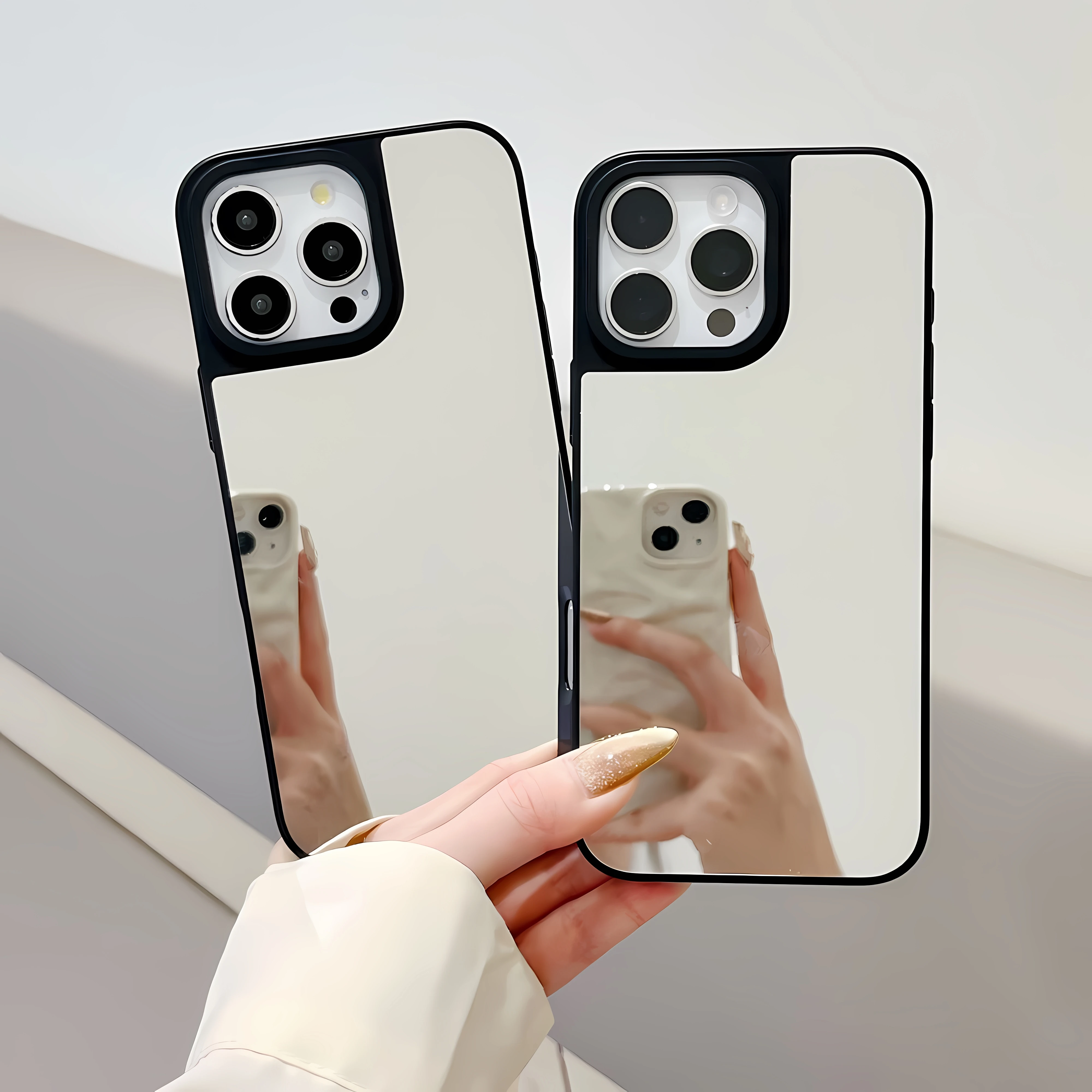 Spiegelglanz-Hartschalenhülle mit schwarzem Rand für iPhone 17 Pro Max 16 15 13 12 Stoßfeste Hülle für iPhone 14 11 Air 12 Pro Cover Funda