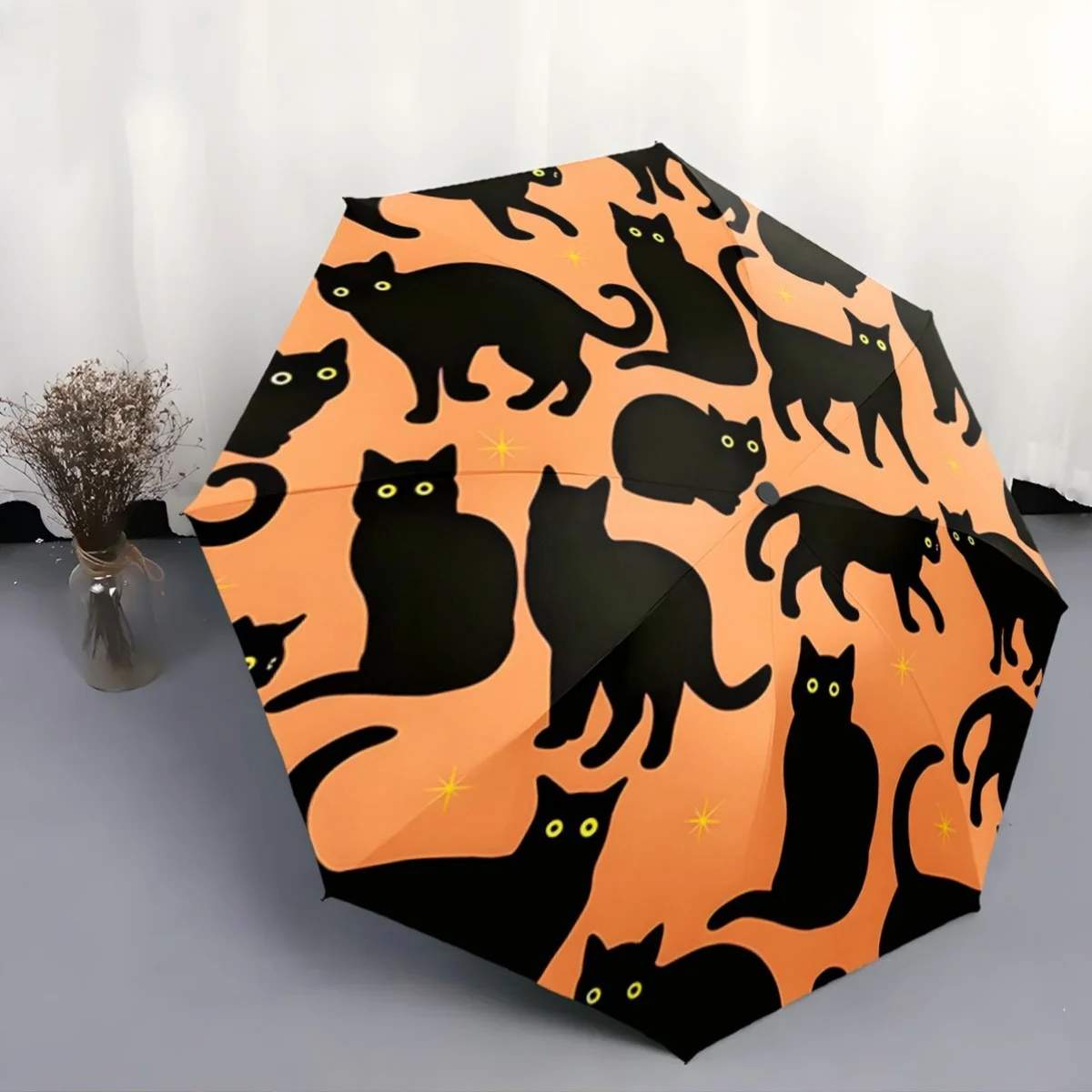 

Automatic Open/Close Umbrella with One-Touch Button - Compact Folding Umbrella, Portable Travel Umbrella with 8-Rib Strong Fra