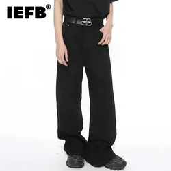 IEFB Men's Jeans American Style Loose Solid Color Pockets Male Denim Wide Leg Pants New Trendy Men Straight Pants Spring 9C4510