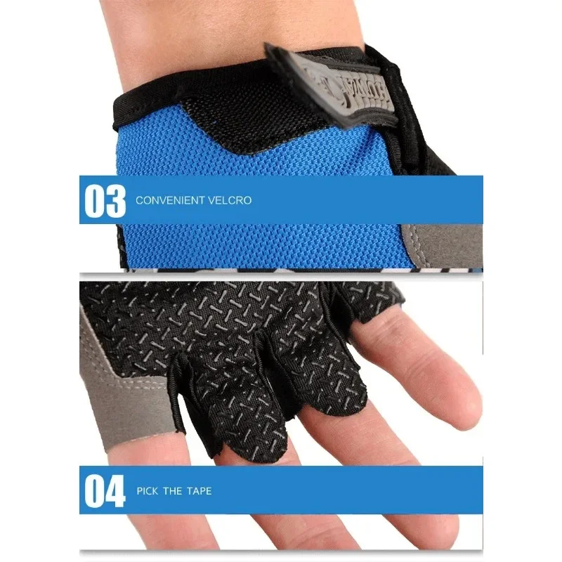 Guantes de medio dedo para hombre y mujer, manoplas antideslizantes con almohadilla de Gel para gimnasio, ciclismo, accesorios de bicicleta