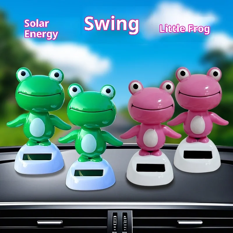 Tiktok رائجة البيع تعمل بالطاقة الشمسية المتذبذب الضفدع سيارة الديكور الداخلي لوحة القيادة زخرفة الحيوان سيارة لعبة لطيف دمية هدية