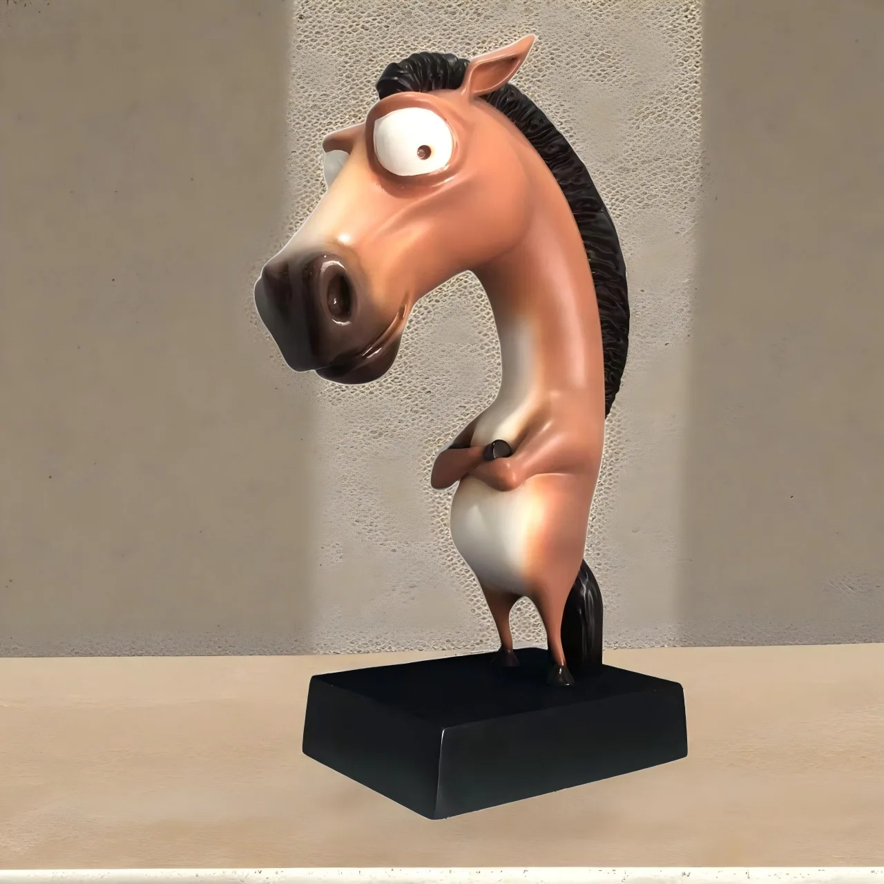 Creative new cute big mouth horse abstract three-dimensional Year of the Horse ornament cartoon horse sculpture model