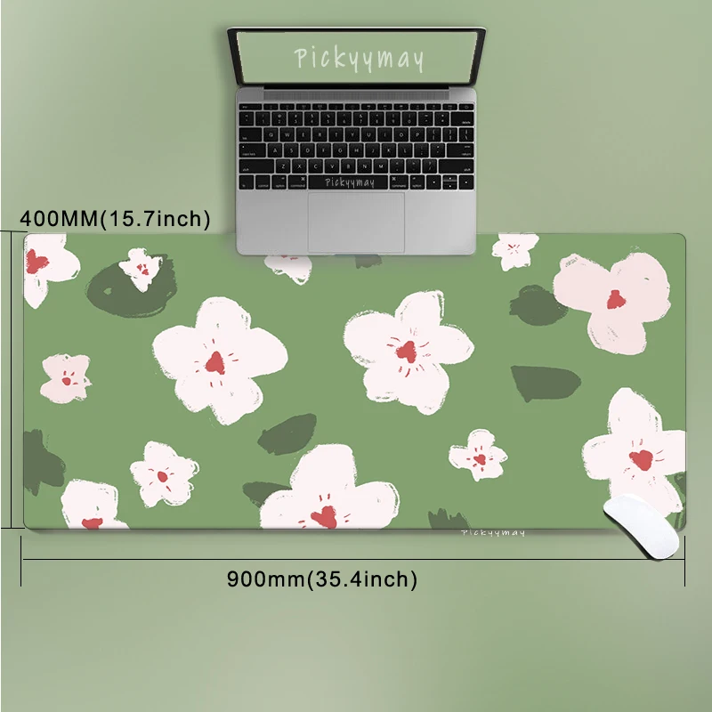 

Large Green Mouse Pad Kawaii Flower Anime Cute Natural Rubber PC Computer Office Mousepad Desk Mat Student Locking Edge Carpet