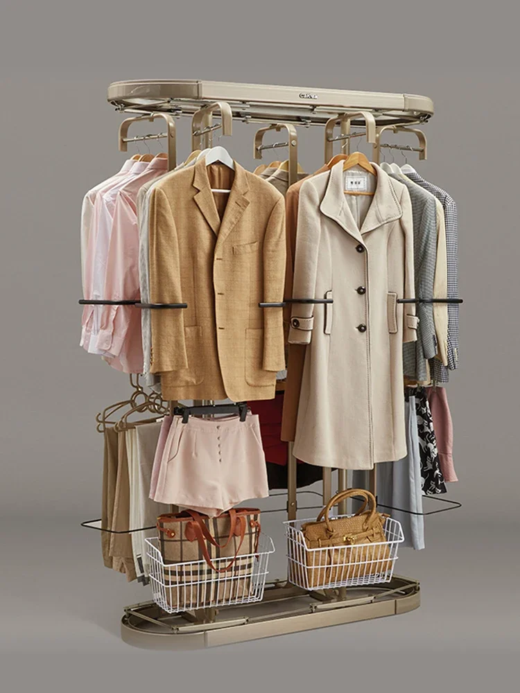 Wardrobe rotating hanger 360 degree floor cloakroom multi-functional steel pipe wardrobe hanger