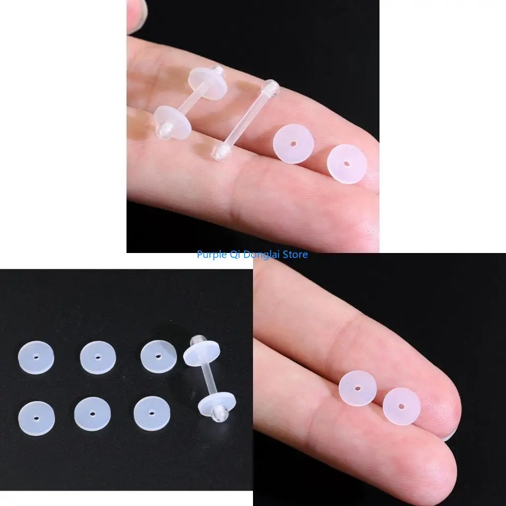 L21E 100pcs Clear Silicone Earring Practical Disc Pads for Jewelry Ear Studs Closure