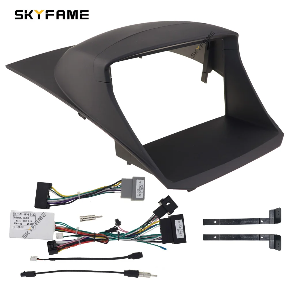 Skyfame adaptador de fáscia para quadro de carro, decodificador de caixa canbus, rádio android, kit de painel de montagem para ford fiesta