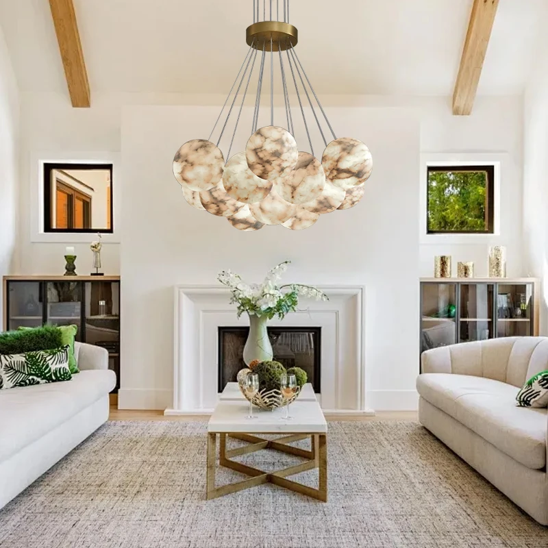 American Deluxe Snowflake plaster designer Brass Chandeliers, Ceiling Led lustre Suitable for Kitchen island Dining Room